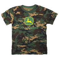 John Deere Boys Green & Brown Camo Tee Shirt T-Shirt Large 10-12