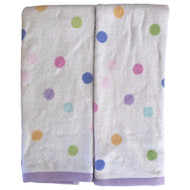Pastel Polka Dot Hand Towel Set, 2 Plush Cotton Towels