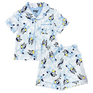 Toddler Girls Bluey Cozy Button Front 2 Pc Shorts Pjs Pajamas Sleep Set