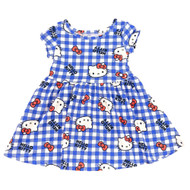 Toddler Girls Blue Plaid Short Sleeve Hello Kitty Dress