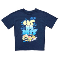 Boys Navy Blue Short Sleeve Nascar "Eat My Dust" Race Car T-Shirt Tee