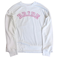 Womens Soft White & Pink Bride Pajama Sleep Shirt Top Sweatshirt