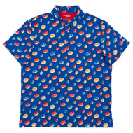 Birdie Bound Mens Blue Donut Print Short Sleeve Golf Polo Shirt