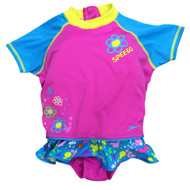 Speedo Toddler Girls Pink Splatter Polywog Flotation Swim Trainer Suit S-M