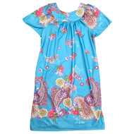 GS Womens Blue Floral Print Sleep Shirt Night Gown Nightie Small