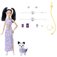 Barbie Twinning Looks Fashion Doll with Pet Dog Matching Purple Clothes