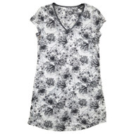 Womens Gray Floral Print Sleepshirt Nightgown Sleep & Night Shirt Small