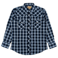 Wrangler Mens Dark Blue Plaid Regular Fit Long Sleeve Western Shirt