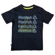 Reebok Boys Black & Green Reebok Triangle Logo Short Sleeve Tee T-Shirt