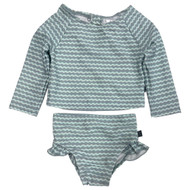 Infant Toddler Girls 2 Pc Green Long Sleeve Tankini Rash Guard Swimsuit