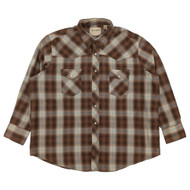 Wrangler Mens Brown Plaid Regular Fit Long Sleeve Western Shirt