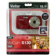 Vivitar 16 MP Digital Compact System Camera with 1.8" LCD, Red ViviCam S130