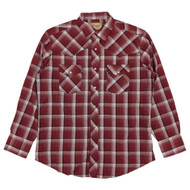 Wrangler Mens Biking Red Plaid Regular Fit Long Sleeve Western Shirt