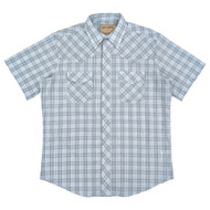 Wrangler Mens Light Blue Gray Plaid Regular Fit Short Sleeve Western Shirt