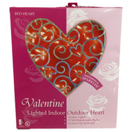 Valentine's Day Lighted Red & Silver Heart Lights 12 by 12 Inch