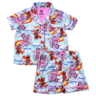 Toddler Girls Care Bears & Sesame Street Cozy Button Front 2 Pc Pajamas