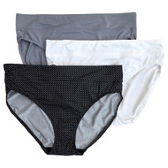 Warners Womens 3pc Black Dot Dig-Free Microfiber Hi-Cut Panty Set Large (7)