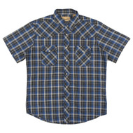 Wrangler Mens Black & Blue Plaid Regular Fit Short Sleeve Western Shirt