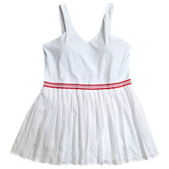 Avia Womens White Pleated Athletic Tank Tennis Dress with Built in Shorts