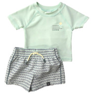 Infant Boys Green & Gray Sea Adventure Rash Guard Shirt & Swim Trunks Set