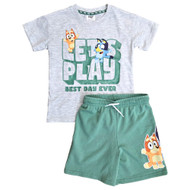 Toddler Boys Green & Gray Bluey & Bingo Outfit Shirt & Shorts Set 5T