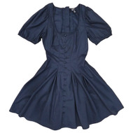 Scoop Womens Blue Pleated Puff Sleeve Dress With Zipper Back