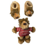 Toddler Boys & Girls Plush Brown Lion Slippers & Stuffed Animal 9-10