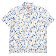 Chaps Mens Chalk White Surf Print Short Sleeve Performance Polo Shirt
