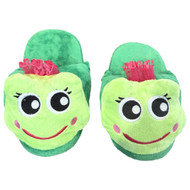 Girls Plush Green Frog Slippers Scuffs