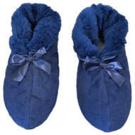 Dearfoams Womens Quilted Navy Blue Bootie Slippers Small (5-6)