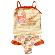 Toddler Girls Orange Peach Hello Kitty Sandcastle 2pc Tankini Swimsuit