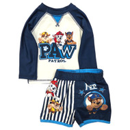 Infant Boys Blue & White Paw Patrol Rash Guard Top & Swim Trunks Set 12 Months