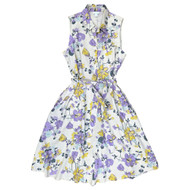 Liz Claiborne Womens Tan Floral Button Front Dress With Belt & Pockets