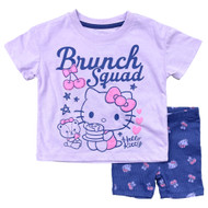 Hello Kitty Infant Toddler Girls Purple Brunch Squad 2 Piece Shorts Set