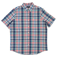 Chaps Men's Nautical Blue Plaid Short-Sleeve Stretch Poplin Shirt