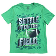 Boys Green Settle It On The Field Short Sleeve T-Shirt Shirt Large