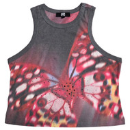 Madden NYC Women's Sparkle Butterfly Tank Top Muscle Tee Shirt T-Shirt Large