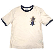 Lee Womens Off-White With Blue Trim Middle Of Nowhere Tee Shirt T-Shirt