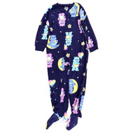 Toddler Girls Navy Blue Fleece Zip Up Care Bears Sleeper Pajamas 4T