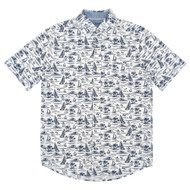 Chaps Mens Bright White Printed Short Sleeve Seersucker Woven Shirt Small