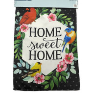 Colorful Bird Themed Home Sweet Home Floral Garden Flag 12 by 18 inch