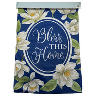 Blue & White Floral Bless This Home Garden Flag 12 by 18 inch