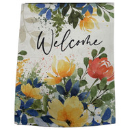 Colorful Yellow Blue Red Floral Welcome Garden Flag 12 by 18 inch