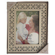 Fetco Antique Ivory Orante Metal 5x7" Picture Frame, Tabletop Photo Frame