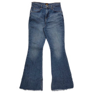 Lee Womens Deep Dyed Blue Denim High-Rise Flare Jeans With Raw Edge