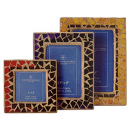 International Silver Glass Mosaic Picture Frames, Set of 3 Tabletop Photo Frames