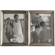 Malden Pewter Metal Hinged Picture Frame, Double Tabletop Photo Frame