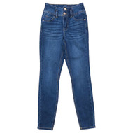 Womens (Juniors) Dark Blue Skinny Fit Denim High-Rise Corset Jeans