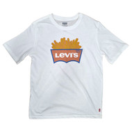 Boys White Levi's Graphic Logo Fries Short Sleeve T-Shirt Tee