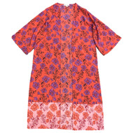 Jessica Simpson Womens Red Floral Kimono Cardigan Top Swim Cover Up